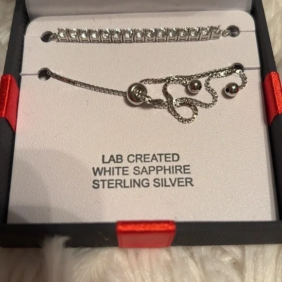 Lab Created White Sapphire Sterling Silver Bolo Bracelet - Picture 3 of 6